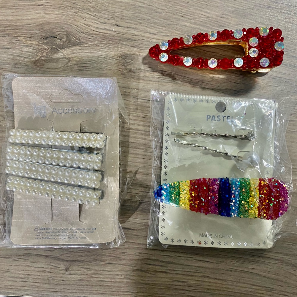 8 hair accessories pearls, stones —- great for a kid as well.